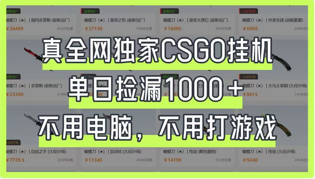 真全网独家CSGO挂机，单日捡漏1000+，不用电脑，不用养号-云动网创-专注网络创业项目推广与实战，致力于打造一个高质量的网络创业搞钱圈子。