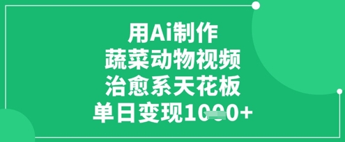 用Ai制作蔬菜动物视频，治愈系天花板，单日变现1k-云动网创-专注网络创业项目推广与实战，致力于打造一个高质量的网络创业搞钱圈子。