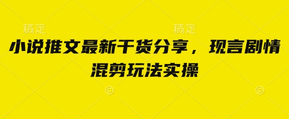 小说推文最新干货分享，现言剧情混剪玩法实操-云动网创-专注网络创业项目推广与实战，致力于打造一个高质量的网络创业搞钱圈子。