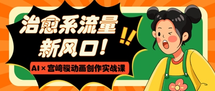治愈系流量新风口，AI+宫崎骏动画创作实战课，从0到1打造爆款视频-云动网创-专注网络创业项目推广与实战，致力于打造一个高质量的网络创业搞钱圈子。