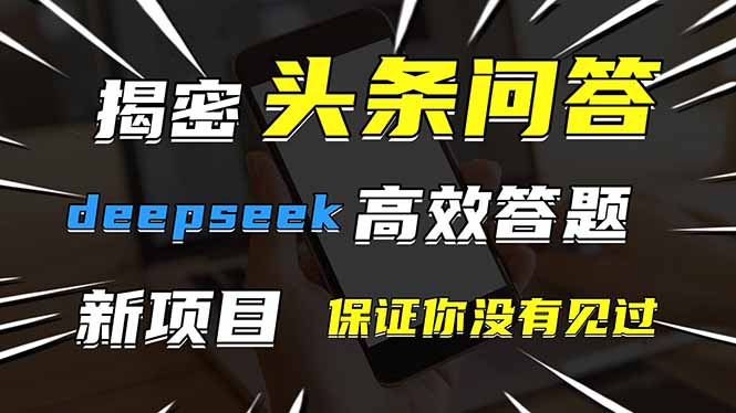 头条问答，刚出的新玩法！保证你没见过！用DeepSeek去高效答题，一个账...-云动网创-专注网络创业项目推广与实战，致力于打造一个高质量的网络创业搞钱圈子。