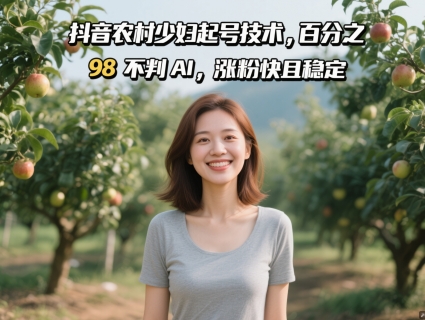 抖音农村少妇起号技术，百分之98不判AI，涨粉快且稳定-云动网创-专注网络创业项目推广与实战，致力于打造一个高质量的网络创业搞钱圈子。
