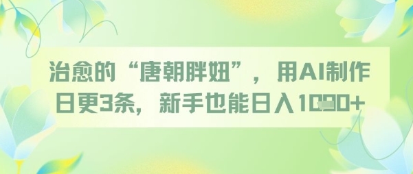 治愈的“唐朝胖妞”，用AI制作日更3条，新手也能日入多张-云动网创-专注网络创业项目推广与实战，致力于打造一个高质量的网络创业搞钱圈子。