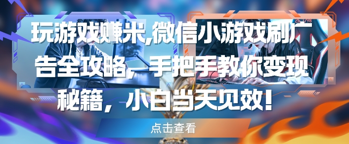 玩游戏挣米，微信小游戏刷广告全攻略，手把手教你变现秘籍，小白当天见效-云动网创-专注网络创业项目推广与实战，致力于打造一个高质量的网络创业搞钱圈子。