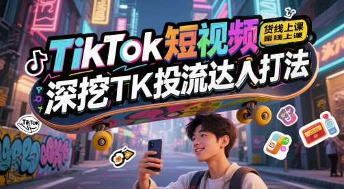 TikTok短视频带货线上课，深挖TK投流达人打法-云动网创-专注网络创业项目推广与实战，致力于打造一个高质量的网络创业搞钱圈子。