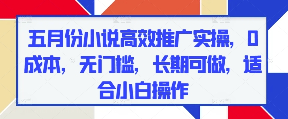 五月份小说高效推广实操，0成本，无门槛，长期可做，适合小白操作-云动网创-专注网络创业项目推广与实战，致力于打造一个高质量的网络创业搞钱圈子。