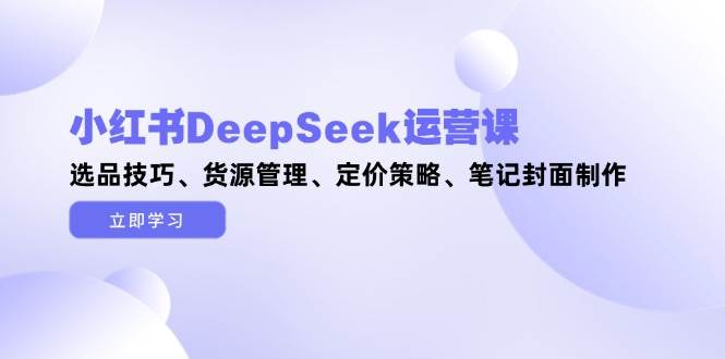 小红书DeepSeek运营课，选品技巧、货源管理、定价策略、笔记封面制作-云动网创-专注网络创业项目推广与实战，致力于打造一个高质量的网络创业搞钱圈子。