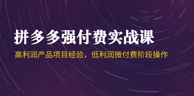 拼多多强付费实战课-44期，高利润产品项目经验，低利润微付费阶段操作-云动网创-专注网络创业项目推广与实战，致力于打造一个高质量的网络创业搞钱圈子。