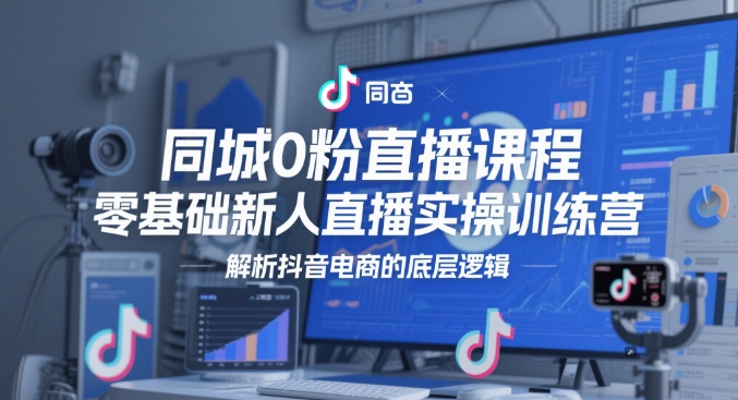 同城0粉直播课程，零基础新人直播实操训练营，解析抖音电商的底层逻辑-云动网创-专注网络创业项目推广与实战，致力于打造一个高质量的网络创业搞钱圈子。