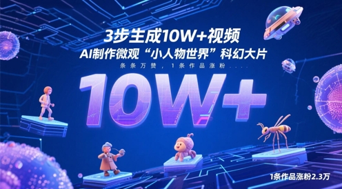 3步生成10W+视频，AI制作微观“小人物世界”科幻大片，条条万赞，1条作品涨粉2.3W-云动网创-专注网络创业项目推广与实战，致力于打造一个高质量的网络创业搞钱圈子。