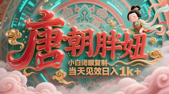 用AI克隆“唐朝胖妞”日更3条，平台疯狂推流，小白闭眼复制，当天见效，日入1k+-云动网创-专注网络创业项目推广与实战，致力于打造一个高质量的网络创业搞钱圈子。