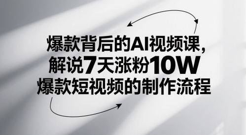 爆款背后的AI视频课，解说7天涨粉10W爆款短视频的制作流程-云动网创-专注网络创业项目推广与实战，致力于打造一个高质量的网络创业搞钱圈子。
