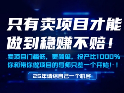 只有卖项目才能做到稳挣不赔，门槛低，更简单，你也可以年入百个W【揭秘】-云动网创-专注网络创业项目推广与实战，致力于打造一个高质量的网络创业搞钱圈子。
