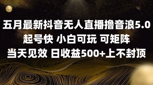 2025五月最新无人直播撸音浪单日产出5张+实操教程【揭秘】-云动网创-专注网络创业项目推广与实战，致力于打造一个高质量的网络创业搞钱圈子。