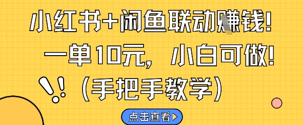 小红书+闲鱼联动挣钱，一单10元，小白可做-云动网创-专注网络创业项目推广与实战，致力于打造一个高质量的网络创业搞钱圈子。