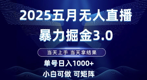 2025五月无人直播暴力掘金3.0，当天上手，当天拿结果，单号日入1k+小白可做可矩阵【揭秘】-云动网创-专注网络创业项目推广与实战，致力于打造一个高质量的网络创业搞钱圈子。