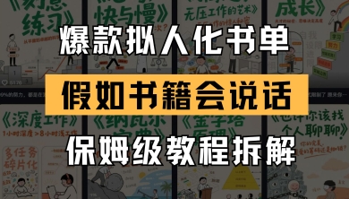 最新爆款拟人化书单玩法，假如书籍会说话，保姆级教程-云动网创-专注网络创业项目推广与实战，致力于打造一个高质量的网络创业搞钱圈子。