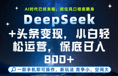 DeepSeek+头条变现，保姆级教学，小白轻松上手，日入8张+【揭秘】-云动网创-专注网络创业项目推广与实战，致力于打造一个高质量的网络创业搞钱圈子。