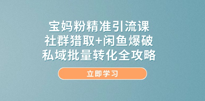 宝妈粉精准引流课，社群猎取+闲鱼爆破，私域批量转化全攻略-云动网创-专注网络创业项目推广与实战，致力于打造一个高质量的网络创业搞钱圈子。