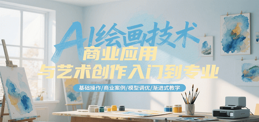 AI绘画技术商业应用与艺术创作入门到专业，基础操作/商业案例/模型调优/渐进式教学-云动网创-专注网络创业项目推广与实战，致力于打造一个高质量的网络创业搞钱圈子。