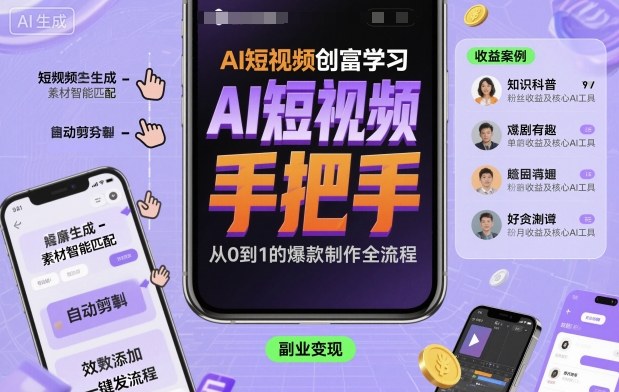 AI短视频创富学习，手把手教会你制作AI短视频-云动网创-专注网络创业项目推广与实战，致力于打造一个高质量的网络创业搞钱圈子。