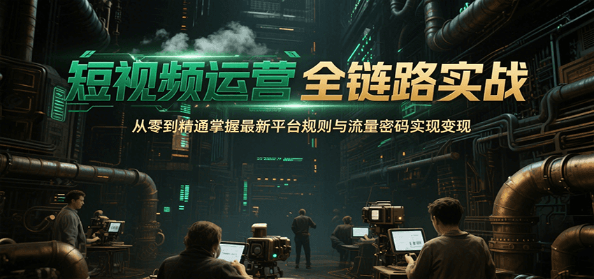 短视频运营全链路实战，从零到精通掌握最新平台规则与流量密码实现变现-云动网创-专注网络创业项目推广与实战，致力于打造一个高质量的网络创业搞钱圈子。