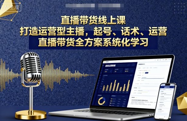 直播带货线上课，打造运营型主播，起号、话术、运营，直播带货全方案系统化学习-云动网创-专注网络创业项目推广与实战，致力于打造一个高质量的网络创业搞钱圈子。