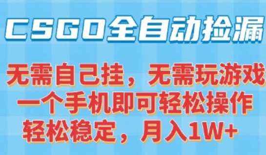 CSGO自动捡漏项目，最新独家玩法，一个手机可操作，新手小白轻松月入1W+，操作简单易上手【揭秘】-云动网创-专注网络创业项目推广与实战，致力于打造一个高质量的网络创业搞钱圈子。