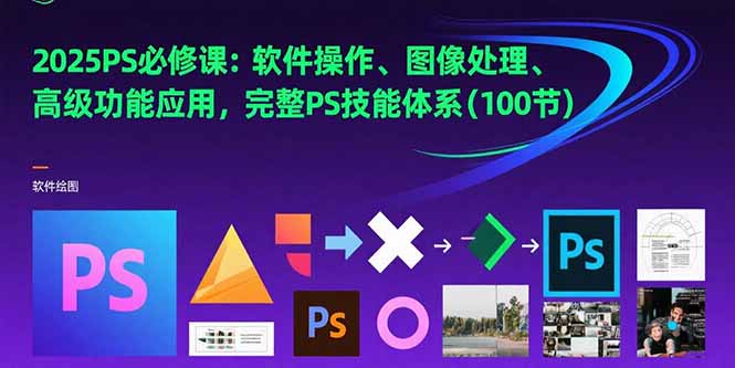 2025PS必修课：软件操作、图像处理、高级功能应用，完整PS技能体系(100节-云动网创-专注网络创业项目推广与实战，致力于打造一个高质量的网络创业搞钱圈子。