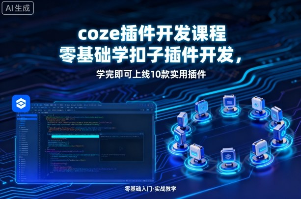 coze插件开发课程，零基础学扣子插件开发，学完即可上线10款实用插件-云动网创-专注网络创业项目推广与实战，致力于打造一个高质量的网络创业搞钱圈子。