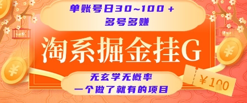 淘系掘金挂G项目，单账号日收益30~100+，多号多得，一个做了就有的项目【揭秘】-云动网创-专注网络创业项目推广与实战，致力于打造一个高质量的网络创业搞钱圈子。