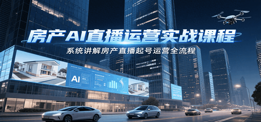 房产AI直播运营实战课程，系统讲解房产直播起号运营全流程-云动网创-专注网络创业项目推广与实战，致力于打造一个高质量的网络创业搞钱圈子。