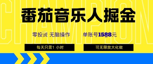 番茄音乐人掘金，单账号最高可撸1k+，可无限矩阵去做，零投入-云动网创-专注网络创业项目推广与实战，致力于打造一个高质量的网络创业搞钱圈子。