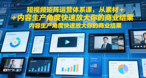 短视频矩阵运营体系课，从素材+内容生产角度快速放大你的商业结果-云动网创-专注网络创业项目推广与实战，致力于打造一个高质量的网络创业搞钱圈子。
