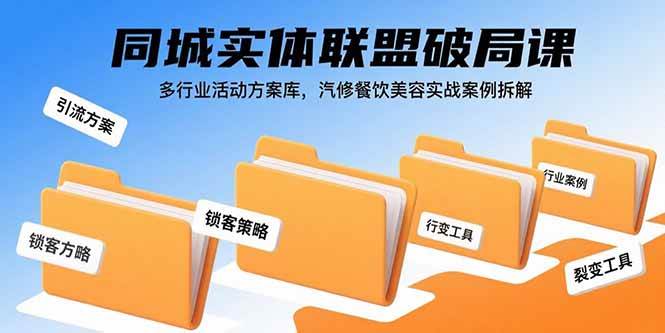 （15833期）同城实体联盟破局课，多行业活动方案库，汽修餐饮美容实战案例拆解-云动网创-专注网络创业项目推广与实战，致力于打造一个高质量的网络创业搞钱圈子。