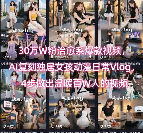 30万W粉治愈系爆款视频，AI复刻独居女孩动漫日常Vlog，4步做出温暖百W人的视频-云动网创-专注网络创业项目推广与实战，致力于打造一个高质量的网络创业搞钱圈子。