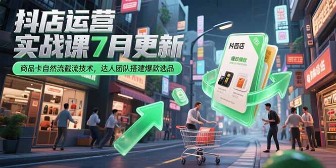 抖店运营实战课7月更新，商品卡自然流截流技术，达人团队搭建爆款选品-云动网创-专注网络创业项目推广与实战，致力于打造一个高质量的网络创业搞钱圈子。