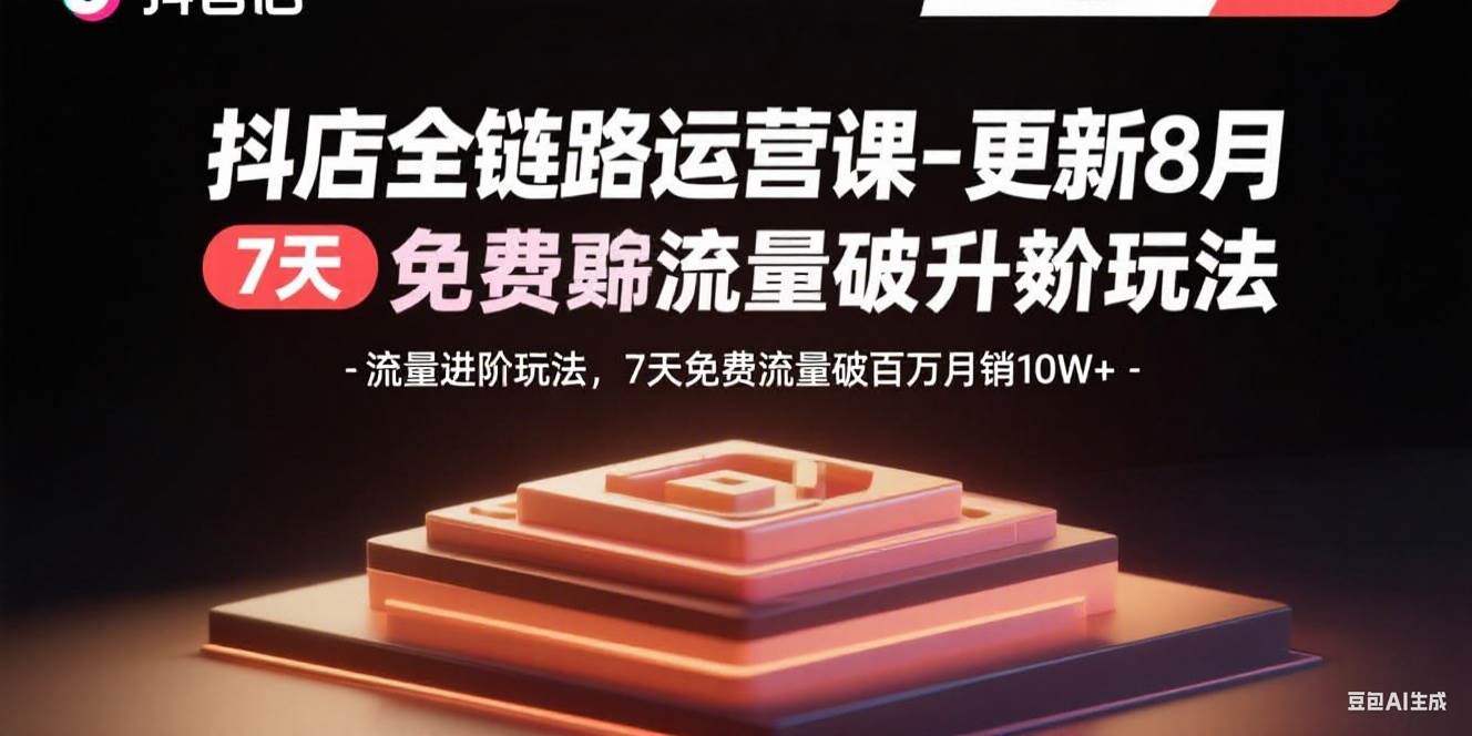 （15918期）抖店全链路运营课-更新8月：流量进阶玩法，7天免费流量破百万月销10W+-云动网创-专注网络创业项目推广与实战，致力于打造一个高质量的网络创业搞钱圈子。