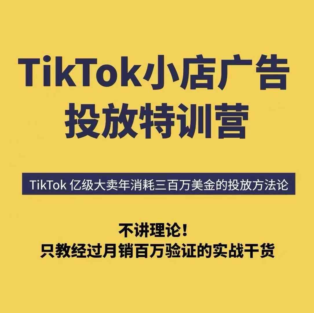 TikTok小店广告投放特训营，6天破局计划专治各种“投不动”，教你经过月销百万验证的实战干货-云动网创-专注网络创业项目推广与实战，致力于打造一个高质量的网络创业搞钱圈子。