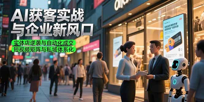 AI获客实战与企业新风口，实体店逆袭与自动化成交 短视频矩阵与私域体系化-云动网创-专注网络创业项目推广与实战，致力于打造一个高质量的网络创业搞钱圈子。