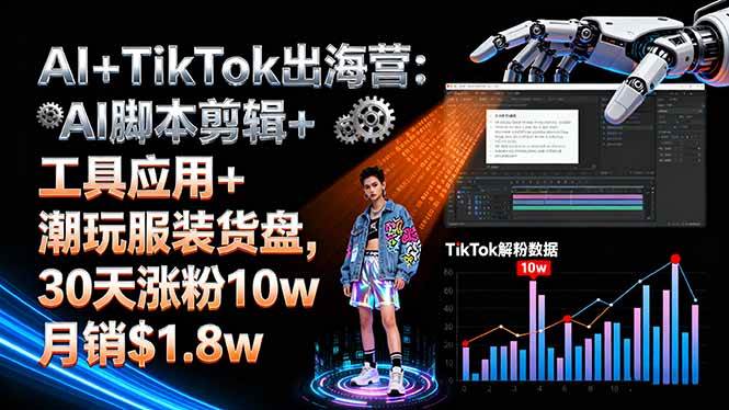 （16108期）AI+TikTok出海营:AI脚本剪辑+工具应用+潮玩服装货盘,30天涨粉10w月销$1.8w-云动网创-专注网络创业项目推广与实战，致力于打造一个高质量的网络创业搞钱圈子。