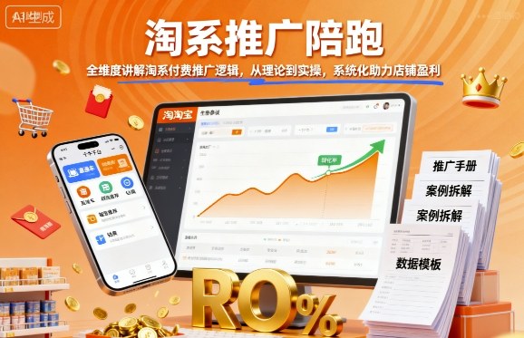 淘系推广陪跑，全维度讲解淘系付费推广逻辑，从理论到实操，系统化助力店铺盈利-云动网创-专注网络创业项目推广与实战，致力于打造一个高质量的网络创业搞钱圈子。