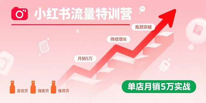 （15936期）小红书流量特训营：突破流量瓶颈，实现店铺持续增长，单店月销5万实战-云动网创-专注网络创业项目推广与实战，致力于打造一个高质量的网络创业搞钱圈子。