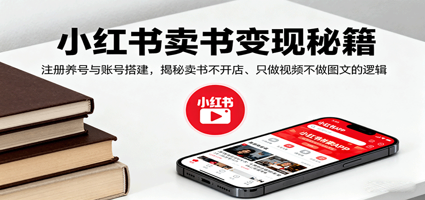 小红书卖书变现秘籍，注册养号与账号搭建，揭秘卖书不开店、只做视频不做图文的逻辑-云动网创-专注网络创业项目推广与实战，致力于打造一个高质量的网络创业搞钱圈子。