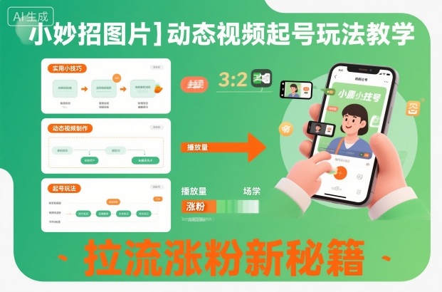 小妙招图片＋动态视频起号玩法教学，拉流涨粉新秘籍-云动网创-专注网络创业项目推广与实战，致力于打造一个高质量的网络创业搞钱圈子。