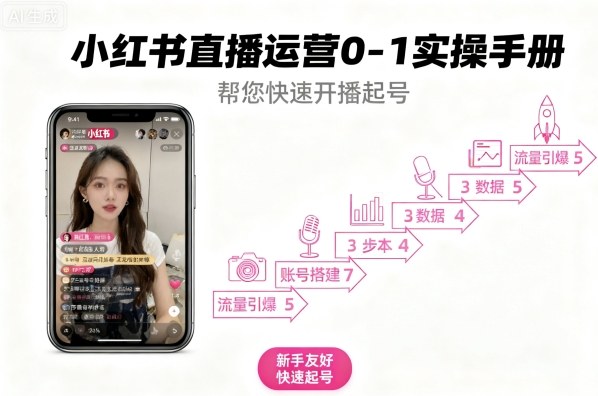 小红书直播运营0-1实操手册，帮您快速开播起号-云动网创-专注网络创业项目推广与实战，致力于打造一个高质量的网络创业搞钱圈子。