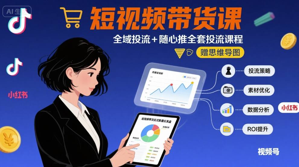 最新短视频带货课，全域投流+随心推全套投流课程+思维导图-云动网创-专注网络创业项目推广与实战，致力于打造一个高质量的网络创业搞钱圈子。