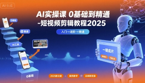 AI实操课0基础到精通-短视频剪辑教程2025-云动网创-专注网络创业项目推广与实战，致力于打造一个高质量的网络创业搞钱圈子。