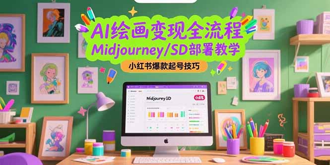 AI绘画变现全流程，Midjourney/SD部署教学，小红书爆款起号技巧-云动网创-专注网络创业项目推广与实战，致力于打造一个高质量的网络创业搞钱圈子。