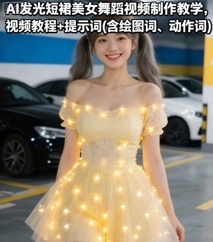AI发光短裙美女舞蹈视频制作教学，视频教程+提示词(含绘图词、动作词)-云动网创-专注网络创业项目推广与实战，致力于打造一个高质量的网络创业搞钱圈子。